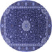 Round Medallion Blue Traditional Rug, tr2129blu