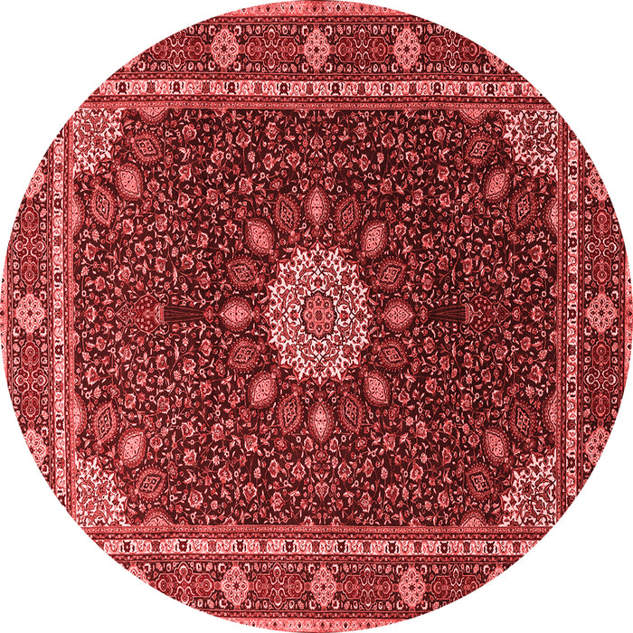 Machine Washable Medallion Red Traditional Rug, wshtr2129red