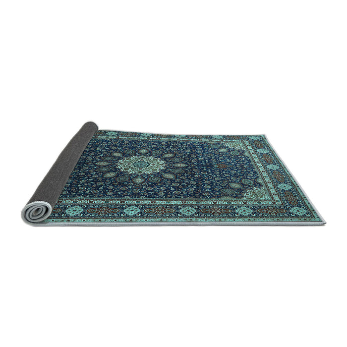 Sideview of Medallion Light Blue Traditional Rug, tr2129lblu