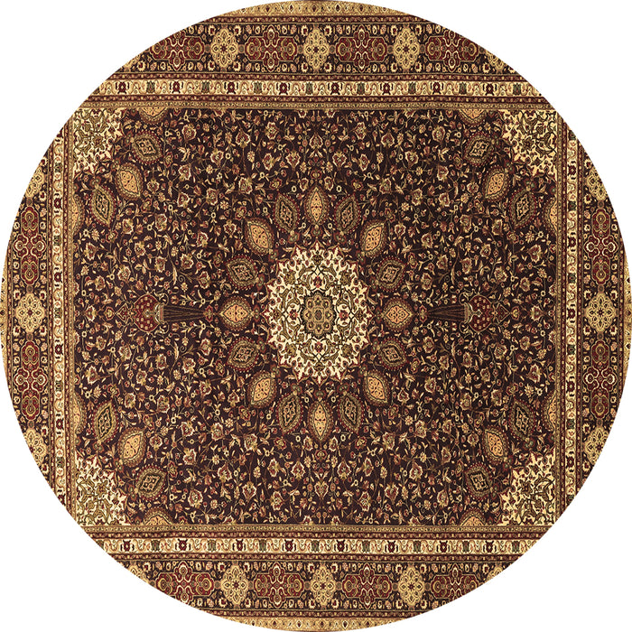 Round Medallion Brown Traditional Rug, tr2129brn