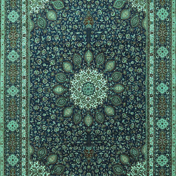 Machine Washable Medallion Turquoise Traditional Area Rugs, wshtr2129turq