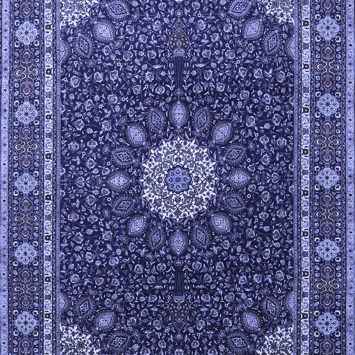 Machine Washable Medallion Blue Traditional Rug, wshtr2129blu