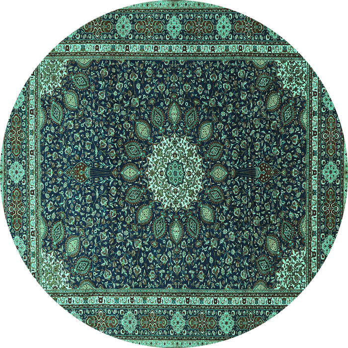Round Medallion Turquoise Traditional Rug, tr2129turq