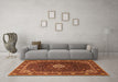 Machine Washable Medallion Orange Traditional Area Rugs in a Living Room, wshtr2129org