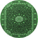 Round Medallion Emerald Green Traditional Rug, tr2129emgrn