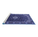 Sideview of Machine Washable Medallion Blue Traditional Rug, wshtr2129blu