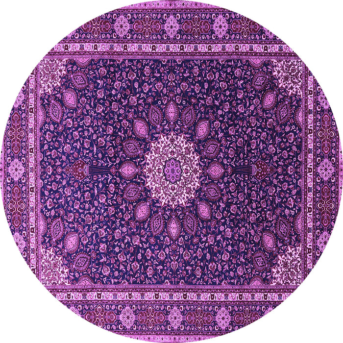 Round Medallion Purple Traditional Rug, tr2129pur