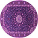 Round Medallion Purple Traditional Rug, tr2129pur