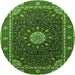 Square Medallion Green Traditional Rug, tr2129grn