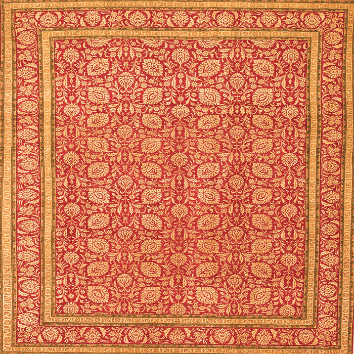 Round Machine Washable Persian Orange Traditional Area Rugs, wshtr212org