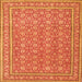 Round Machine Washable Persian Orange Traditional Area Rugs, wshtr212org