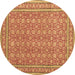 Round Machine Washable Persian Brown Traditional Rug, wshtr212brn