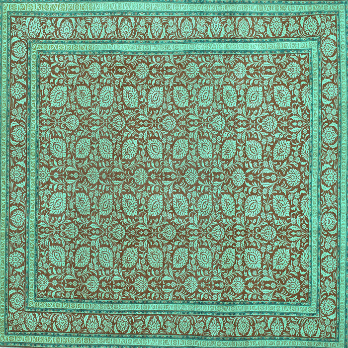 Square Machine Washable Persian Turquoise Traditional Area Rugs, wshtr212turq