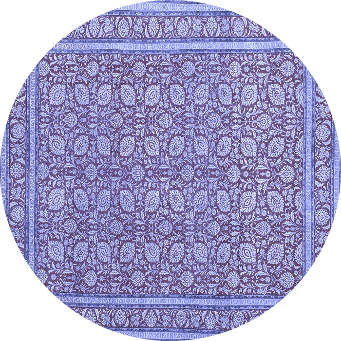 Round Machine Washable Persian Blue Traditional Rug, wshtr212blu