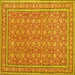 Square Machine Washable Persian Yellow Traditional Rug, wshtr212yw