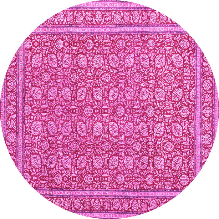 Round Machine Washable Persian Pink Traditional Rug, wshtr212pnk