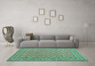 Machine Washable Persian Turquoise Traditional Area Rugs in a Living Room,, wshtr212turq