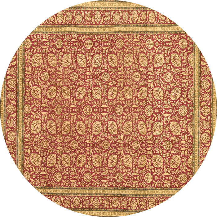 Round Persian Brown Traditional Rug, tr212brn