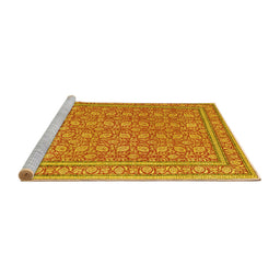Sideview of Machine Washable Persian Yellow Traditional Rug, wshtr212yw