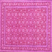 Square Machine Washable Persian Pink Traditional Rug, wshtr212pnk