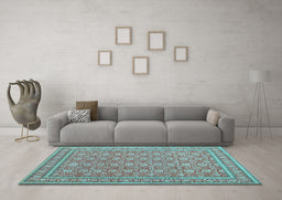 Machine Washable Persian Light Blue Traditional Rug in a Living Room, wshtr212lblu