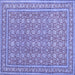 Square Machine Washable Persian Blue Traditional Rug, wshtr212blu