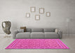 Machine Washable Persian Pink Traditional Rug in a Living Room, wshtr212pnk