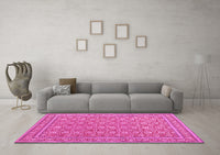 Machine Washable Persian Pink Traditional Rug, wshtr212pnk