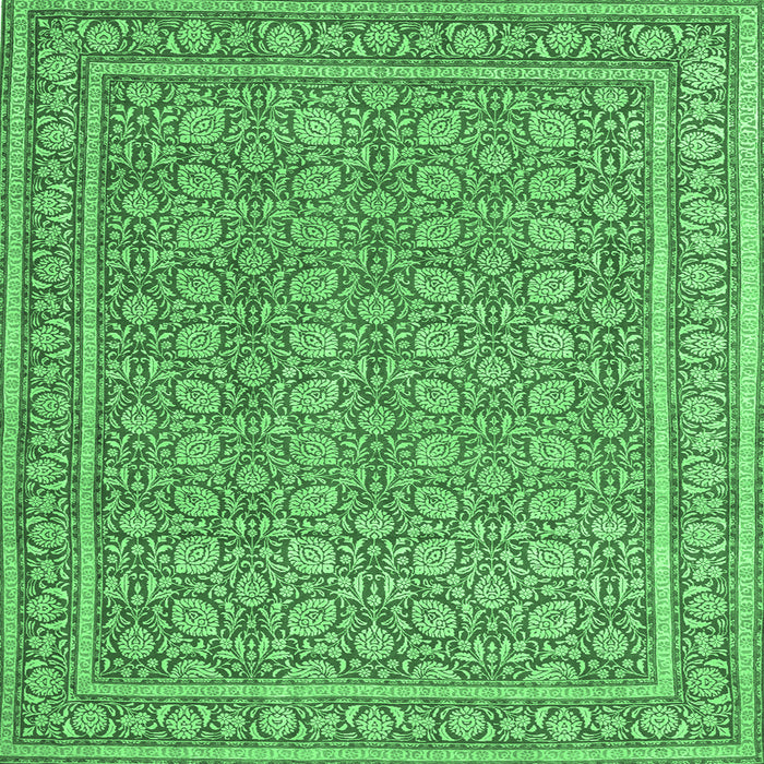Square Machine Washable Persian Emerald Green Traditional Area Rugs, wshtr212emgrn