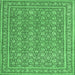 Square Machine Washable Persian Emerald Green Traditional Area Rugs, wshtr212emgrn