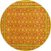 Round Machine Washable Persian Yellow Traditional Rug, wshtr212yw