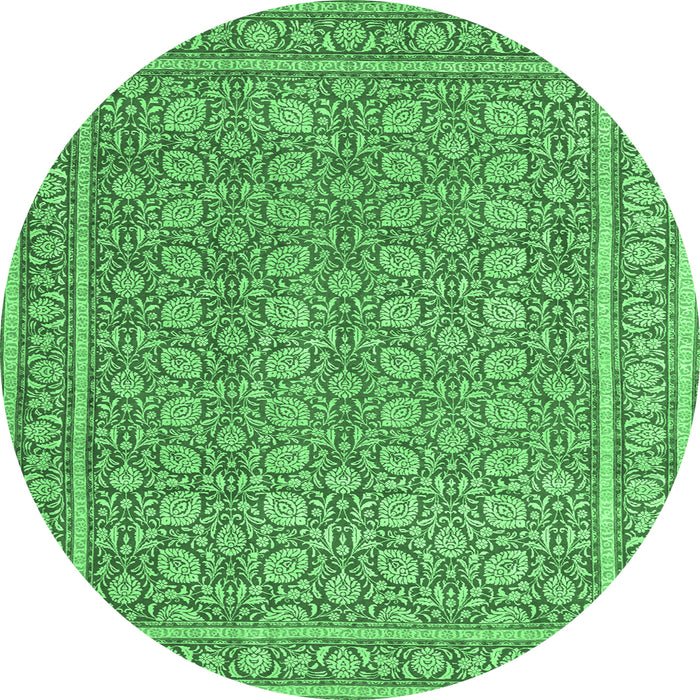 Round Persian Emerald Green Traditional Rug, tr212emgrn