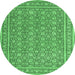 Round Persian Emerald Green Traditional Rug, tr212emgrn