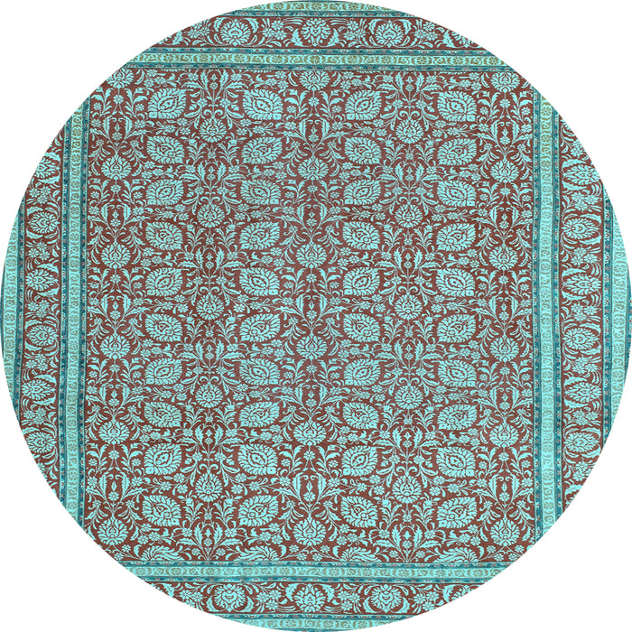 Round Machine Washable Persian Light Blue Traditional Rug, wshtr212lblu
