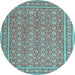 Round Machine Washable Persian Light Blue Traditional Rug, wshtr212lblu