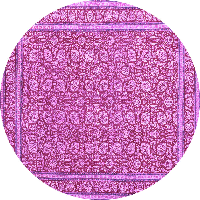 Round Machine Washable Persian Purple Traditional Area Rugs, wshtr212pur