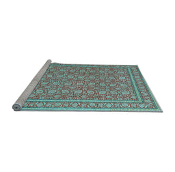 Sideview of Machine Washable Persian Light Blue Traditional Rug, wshtr212lblu