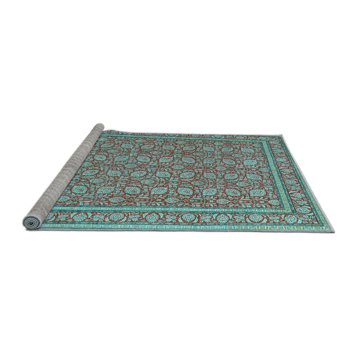 Sideview of Machine Washable Persian Light Blue Traditional Rug, wshtr212lblu