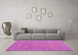 Machine Washable Persian Purple Traditional Area Rugs in a Living Room, wshtr212pur