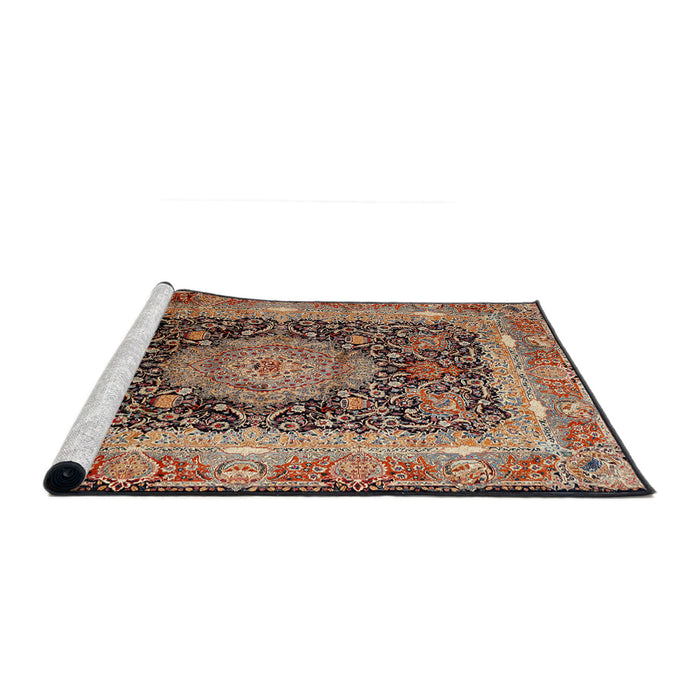 Sideview of Machine Washable Traditional Light Copper Gold Rug, wshtr213