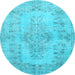 Round Persian Light Blue Traditional Rug, tr2130lblu