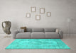 Machine Washable Persian Turquoise Traditional Area Rugs in a Living Room,, wshtr2130turq