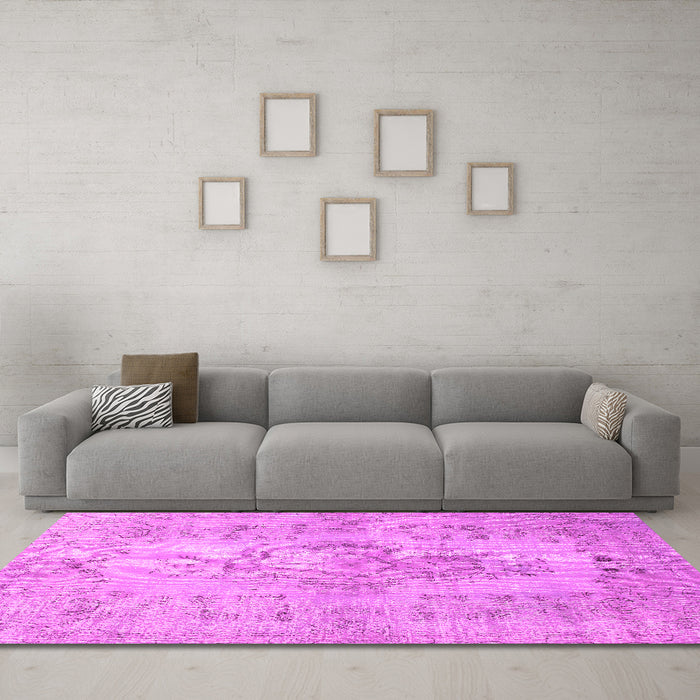 Machine Washable Persian Pink Traditional Rug in a Living Room, wshtr2130pnk