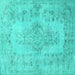 Square Machine Washable Persian Turquoise Traditional Area Rugs, wshtr2130turq