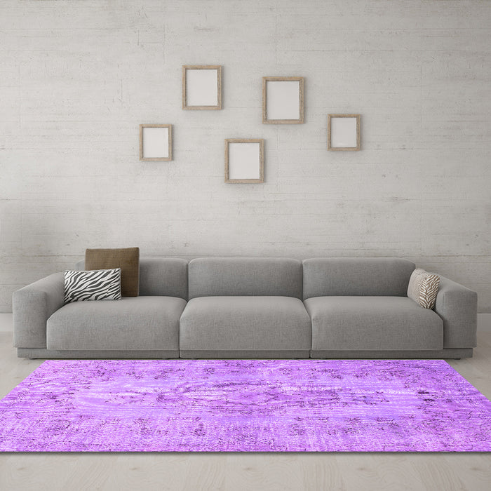 Machine Washable Persian Purple Traditional Area Rugs in a Living Room, wshtr2130pur