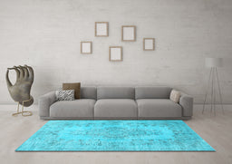 Machine Washable Persian Light Blue Traditional Rug in a Living Room, wshtr2130lblu