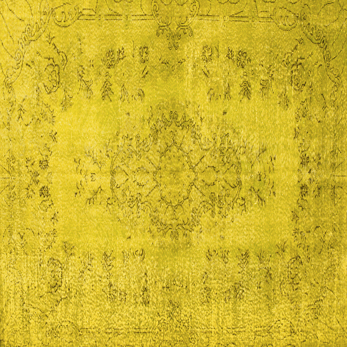 Square Machine Washable Persian Yellow Traditional Rug, wshtr2130yw