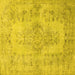 Square Machine Washable Persian Yellow Traditional Rug, wshtr2130yw