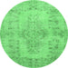 Round Persian Emerald Green Traditional Rug, tr2130emgrn