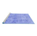 Sideview of Machine Washable Persian Blue Traditional Rug, wshtr2130blu